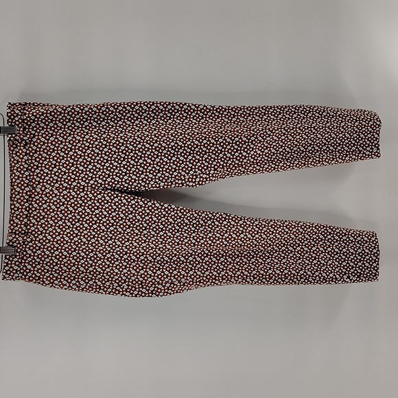 H&M Medallion Cropped Retro Pixie Pant Size 8 Zip Side rust White And Navy Color - Picture 1 of 8